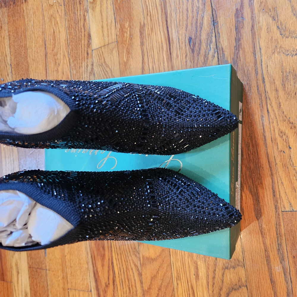 Lauren Lorraine Black Ankle Boots Sparkly Elegant Design
